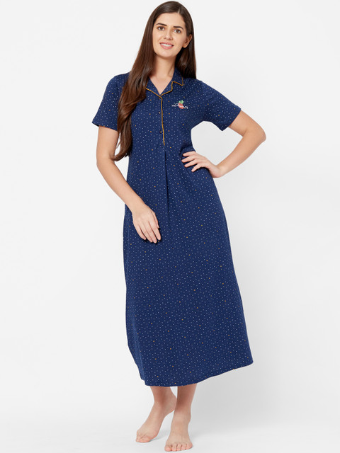 

Juliet Navy Blue Printed Nightdress