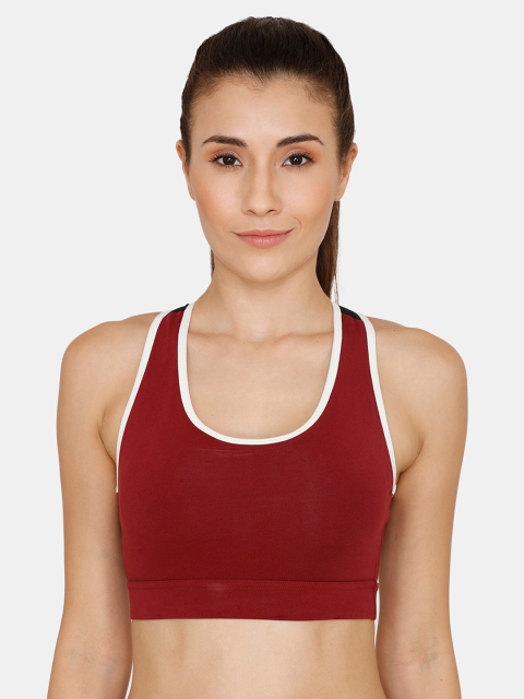 

Zelocity by Zivame Maroon Solid Non-Wired Non Padded Sports Bra