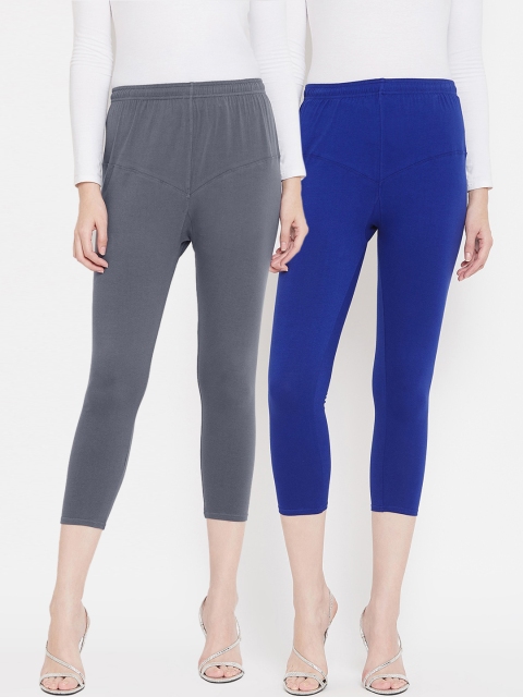 

Tulsattva Women Pack Of 2 Solid Three-Fourth Length Leggings, Grey