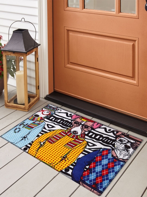 

Story@home Multicoloured Printed Velvet Finish Anti-Skid Doormat, Multi