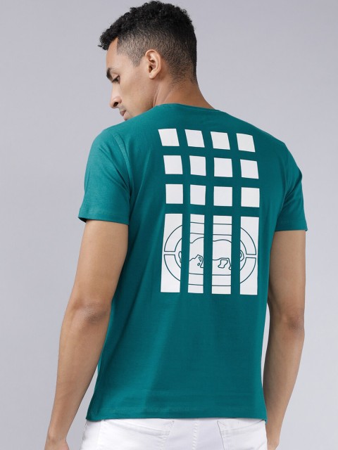 

Ecko Unltd Men Teal Blue & Yellow Printed T-shirt