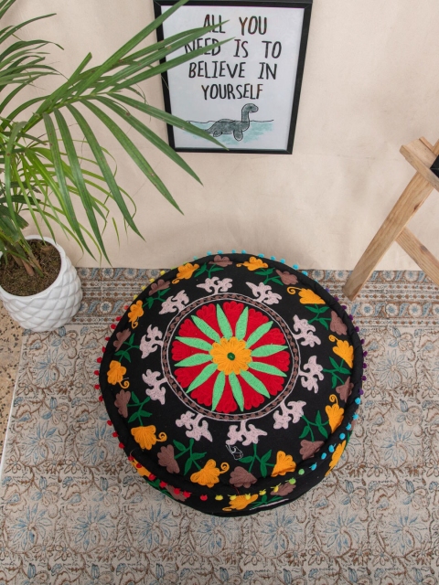 

Tistabene Multicoloured Sun Inspired Embroided Floor Cushion, Multi