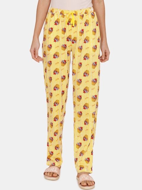

Zivame Women Yellow Printed Sweet Treat Cotton Pyjama