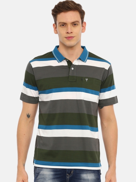 

Classic Polo Men Grey Striped Polo Collar T-shirt