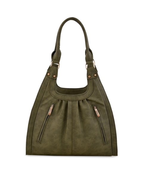 

Bellissa Olive Green Textured Shoulder Bag