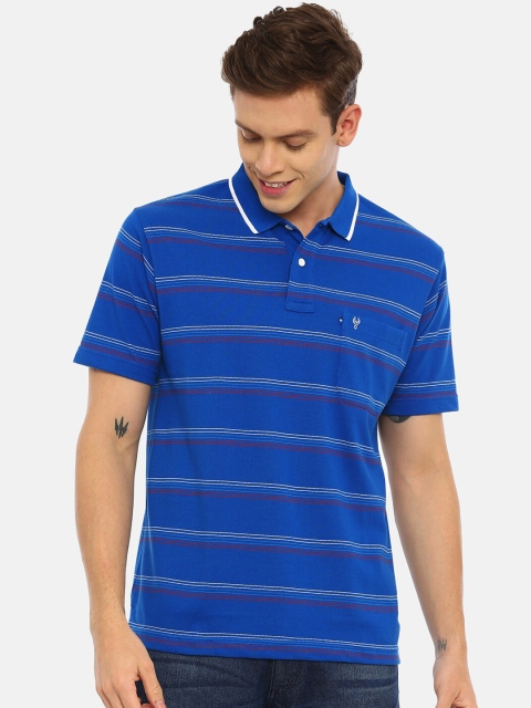 

Classic Polo Men Blue Striped Polo Collar T-shirt