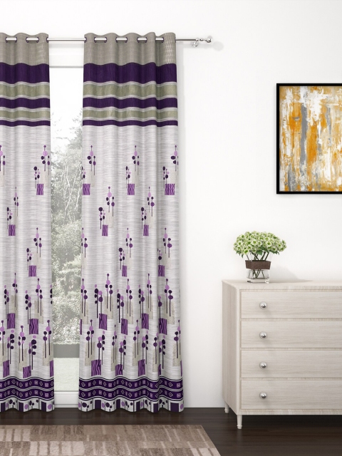 

Story@home Purple & Beige Premium Jacquard 350GSM Room Darkening Eyelet Single Door Curtain