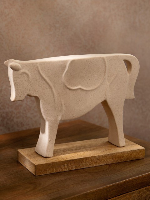 

ellementry Off-White & Brown Handcrafted Khomo Ceramic Artifact Showpiece