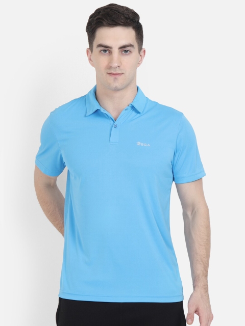 

VEGA Men Blue Solid Polo Collar T-shirt