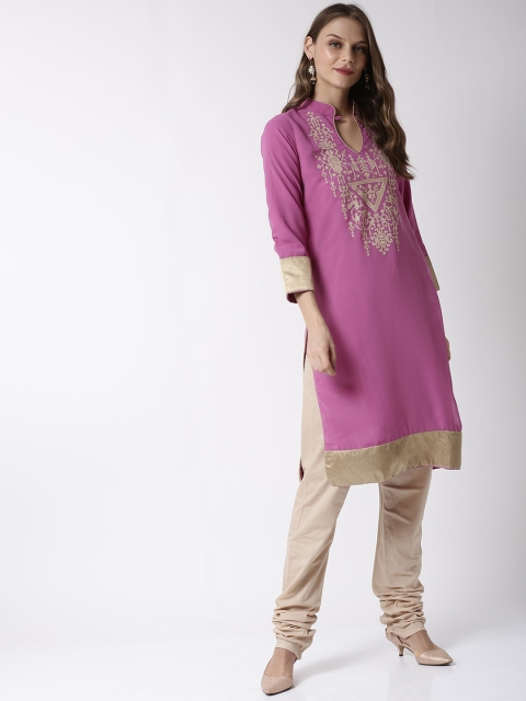 

Soch Women Purple & Beige Yoke Design Kurta with Churidar