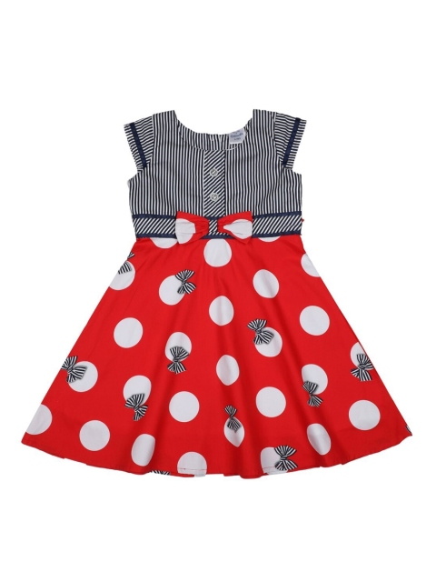 

Doodle Girls Red & Navy Blue Printed A-Line Dress