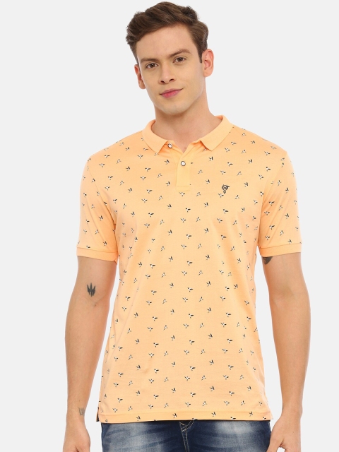 

Classic Polo Men Orange Printed Polo Collar T-shirt