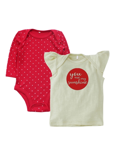 

Kadambaby Girls Pack Of 2 Red Printed Tops