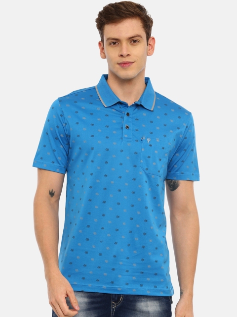 

Classic Polo Men Blue Printed Polo Collar T-shirt