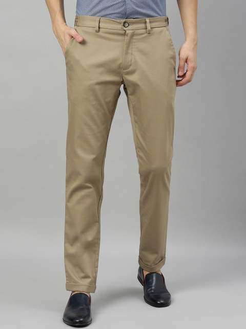 

RARE RABBIT Men Khaki Regular Fit Solid Regular Trousers