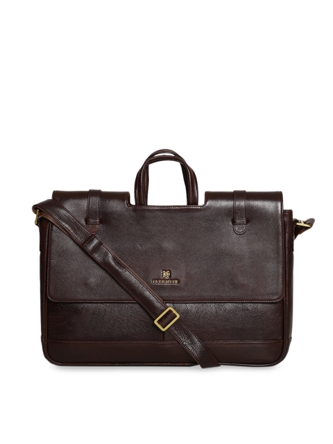 

EVER HYDE Men Coffee Brown Solid Bucolic Leather Laptop Bag