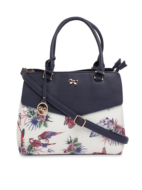 

Globus Navy Blue & White Printed Handheld Bag