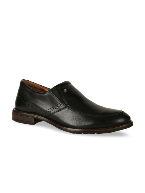

Hush Puppies Men Black Solid Leather Formal Slip-Ons