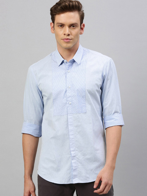 

RARE RABBIT Men Blue Tailored Fit Printed Casual Shirt