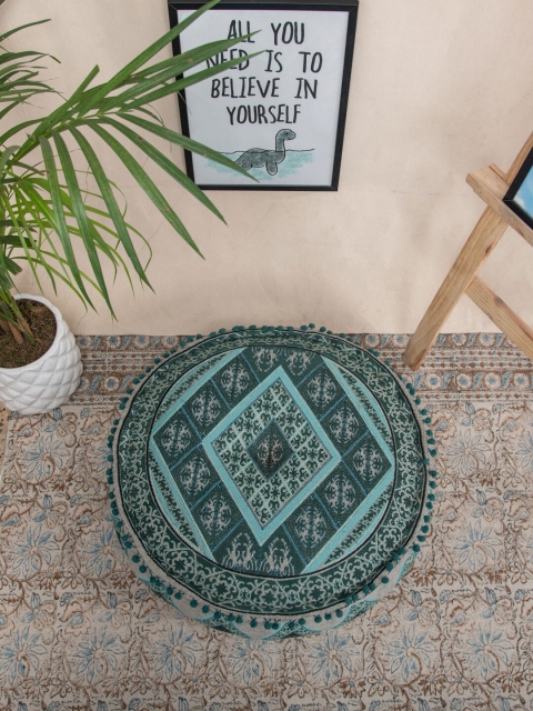 

Tistabene Green & Grey Computer Embroided Designer Floor Cushion