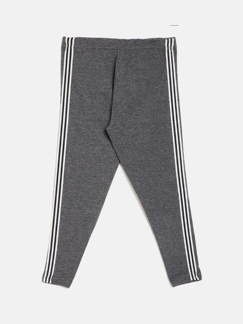 

ALIZA Girls Grey Ankle-Length Leggings With Side Striped