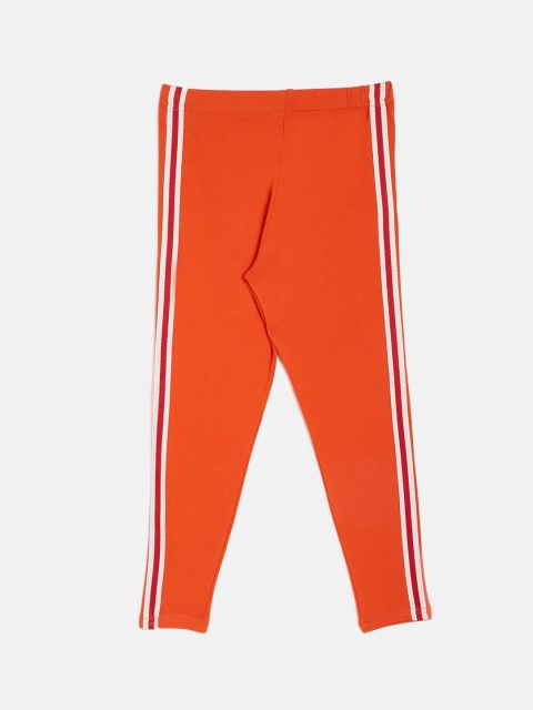 

ALIZA Girls Orange Ankle-Length Striped Leggings