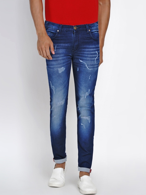 

Dais Men Blue Slim Fit Mid-Rise Low Distress Stretchable Jeans