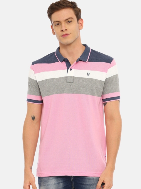 

Classic Polo Men Pink & Grey Striped Polo Collar T-shirt