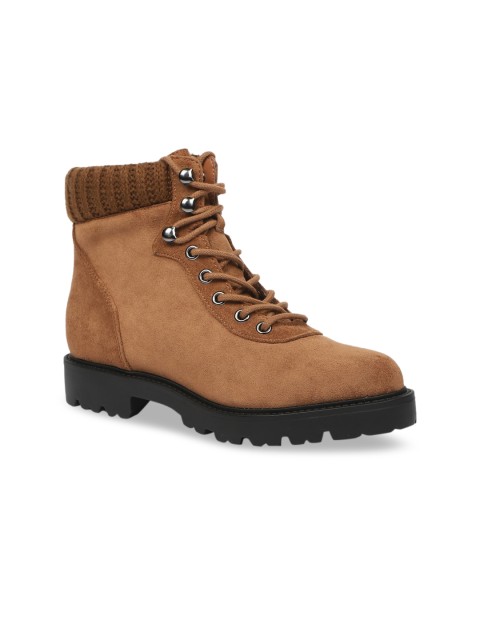 

FOREVER 21 Women Brown Solid High-Top Flat Boots