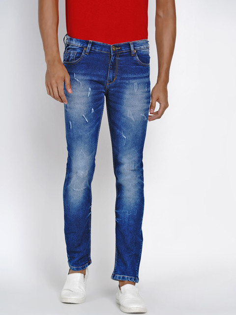 

Dais Men Blue Slim Fit Mid-Rise Low Distress Stretchable Jeans