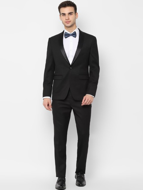 Allen Solly Men Black Solid Slim-Fit Two-Piece Tuxedo Formal Suit