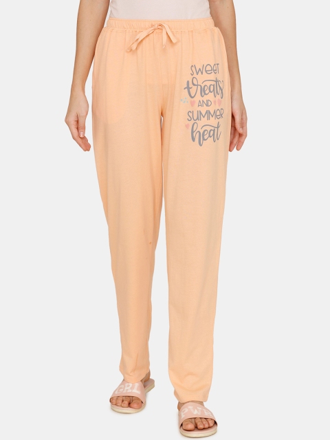 

Zivame Women Orange & Grey Printed Lounge Pants