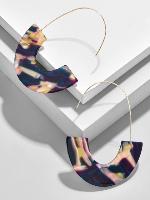 

AQUASTREET Black & Brown Gold-Plated Geometric Drop Earrings