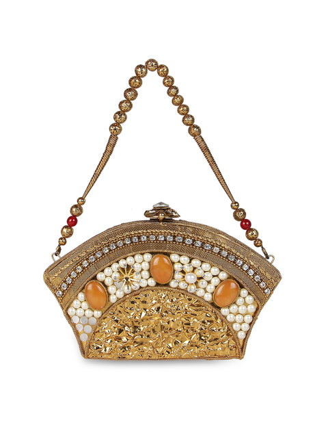 

Rocia Gold-Toned Embellished Handheld Bag