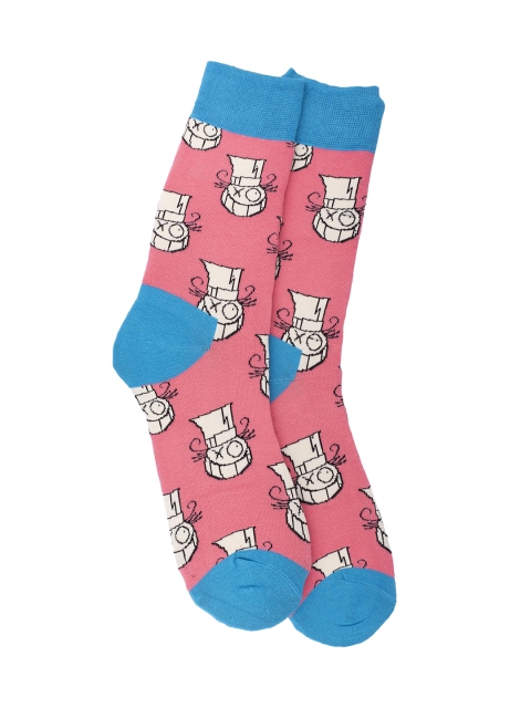 

The Tie Hub Men Pink & Blue Laughter Patterned Bright Calf-Length Socks