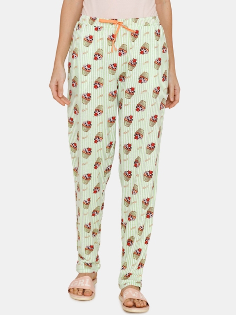

Zivame Women Green Printed Sweet Treat Cotton Pyjama