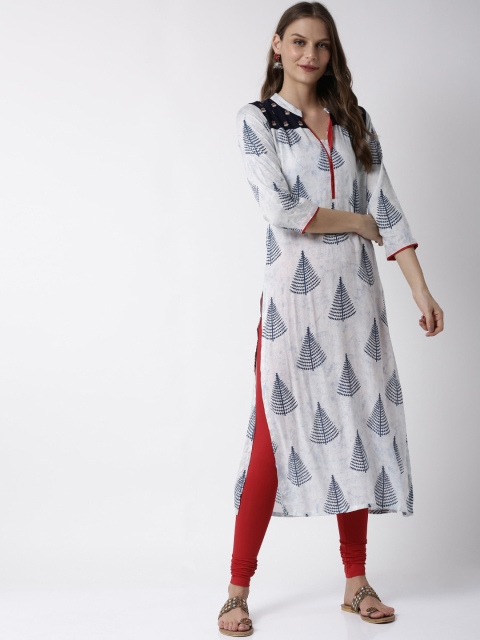 

Soch Women White & Red Solid Kurta with Churidar