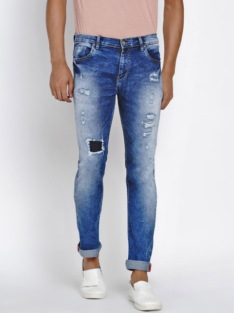 

Dais Men Blue Skinny Fit Mid-Rise Highly Distressed Stretchable Jeans