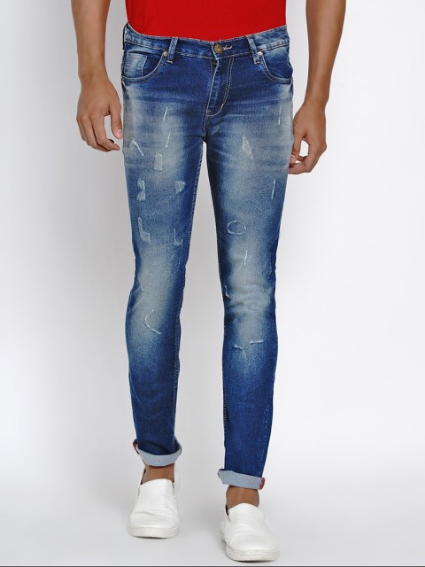 

Dais Men Blue Slim Fit Mid-Rise Low Distress Stretchable Jeans