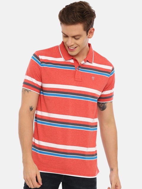 

Classic Polo Men Pink Striped Polo Collar T-shirt