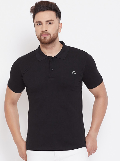 

ALIZA Men Black Solid Polo Collar T-shirt