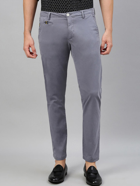 

RARE RABBIT Men Grey Regular Fit Solid Regular Trousers