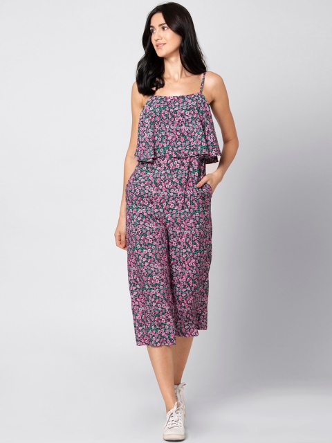 

FabAlley Women Green & Pink Printed Capri Jumpsuit