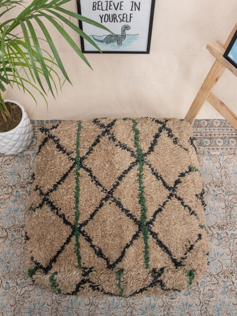 

Tistabene Brown & Black Embroided Morrocan Furry Pouf