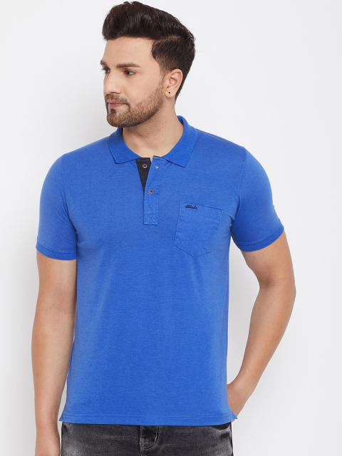 

Adobe Men Blue Solid Polo Collar T-shirt