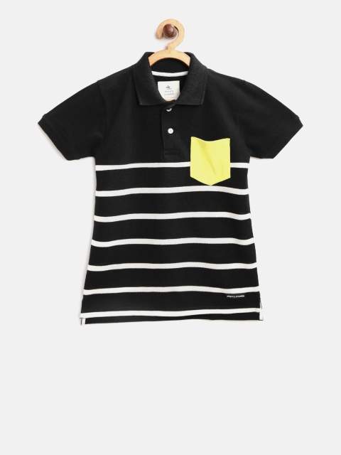 

Cherry Crumble Boys Black & White Striped Polo Collar T-shirt