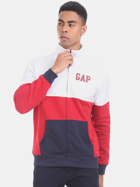 

GAP Men White & Red Colourblocked Sweatshirt