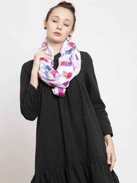 

J Style Women White & Pink Printed Stole