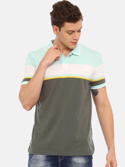 

Classic Polo Men Grey & Light Blue Colourblocked Polo Collar T-shirt