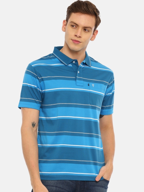 

Classic Polo Men Blue Striped Polo Collar T-shirt